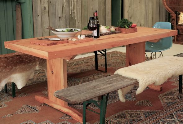 MACROCARPA DINING TABLE/DESK: 1.8M Solid Leg