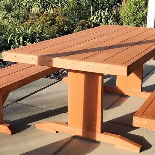 MACROCARPA Outdoor Table and Bench seats: 2.4 Solid Leg + Cover