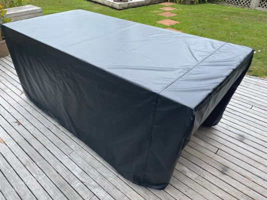 MACROCARPA Outdoor Table and Bench seats: 2.4 Solid Leg + Cover
