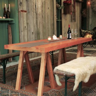 MACROCARPA DINING TABLE: 2.0M Trestle Leg