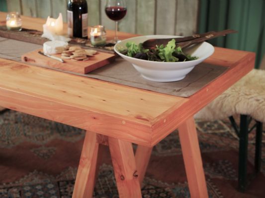 MACROCARPA DINING TABLE: 2.0M Trestle Leg