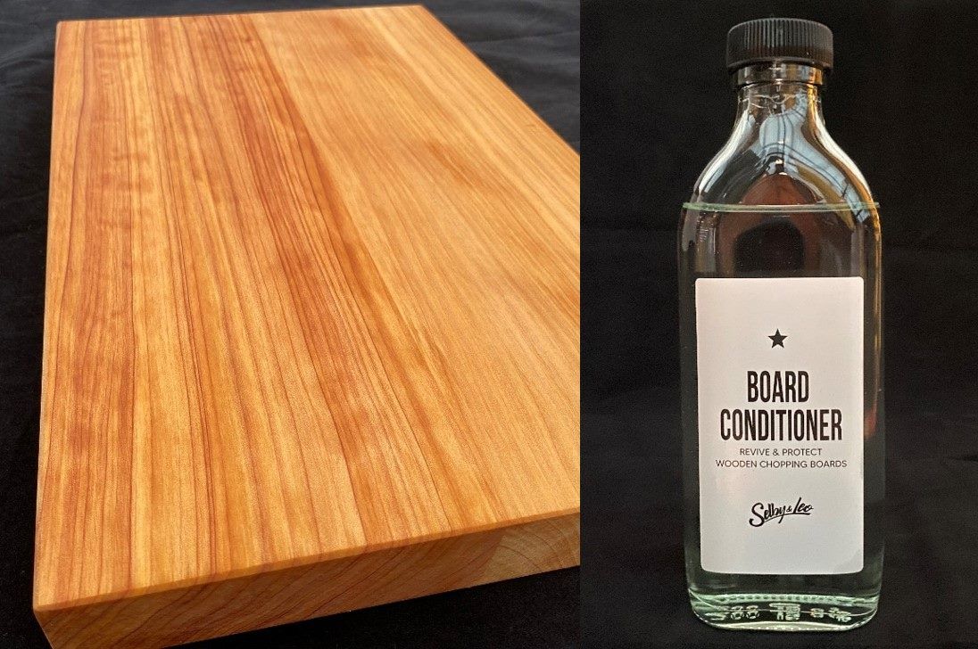 MACROCARPA BREAD BOARD: Large clear + Board Conditioner