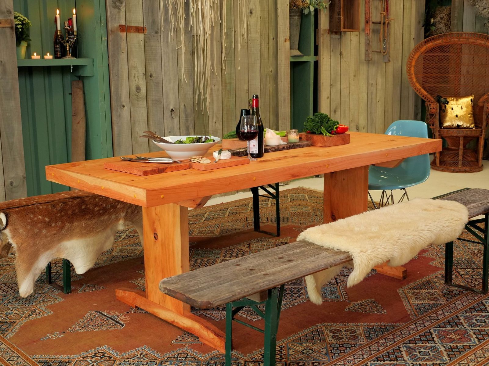 MACROCARPA INDOOR DINING TABLE/DESK: 2.1M Solid Leg